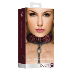 Ouch! Luxury Collier et Laisse Luxury Rouge